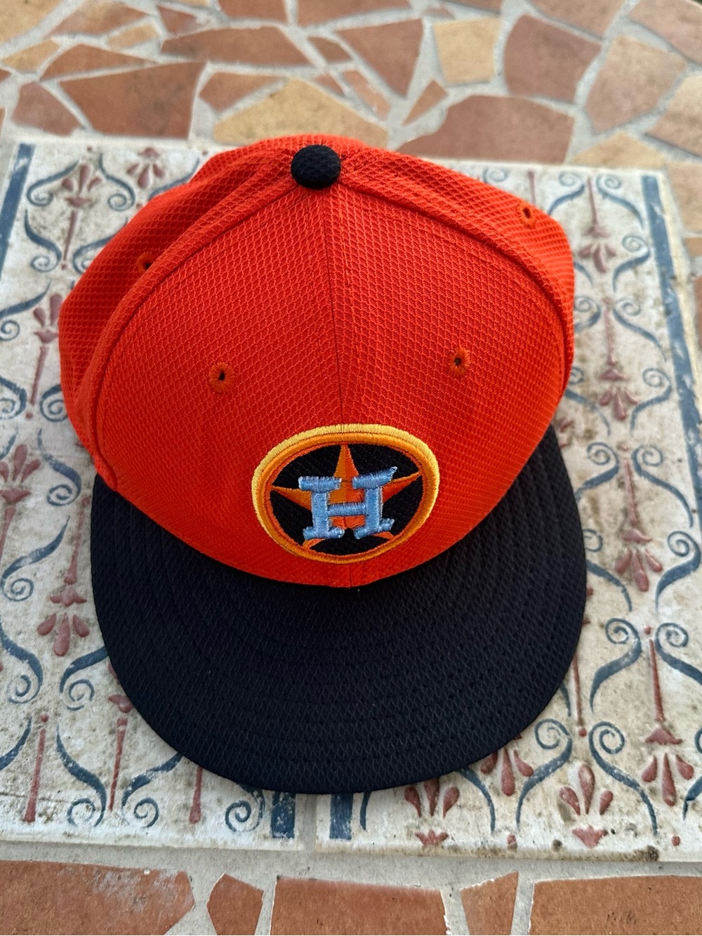 New Era cap orange and Black Houston Cap with Team Logo size 6 5/8
